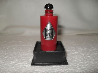 1920 - 30 Miniature Red Milk Glass Perfume Bottle Renee Lacoste