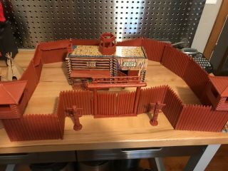 1960s Marx Fort Apache Play Set Tin Litho Cavalry Supply Building.