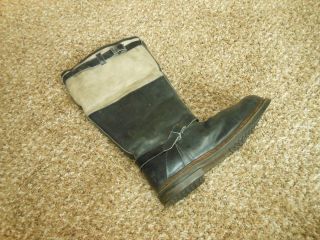 WW2 German Luftwaffe Pilot Leather Flight Boots - Fleece Lined - LATE WAR - 2