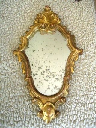 Small Vintage Mirror - Italian Gold Painted - 14 " Tall X 8 " Wide