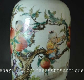 china old famille rose porcelain nine children and peach vase /guagnxu mark c01 5