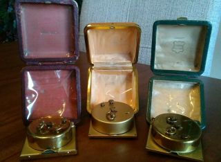 Get 6 Antique/Vintage Folding Travel Alarm Clocks - Swiss - 7 Jewels - Leather & more 4