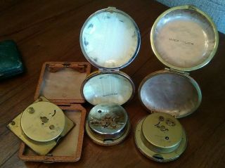 Get 6 Antique/Vintage Folding Travel Alarm Clocks - Swiss - 7 Jewels - Leather & more 7