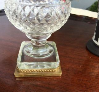 Antique French Small Cut Crystal Glass Vase With Bronze Mount 6