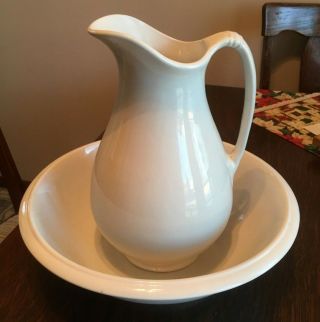 Antique Ironstone China Wash Basin And Pitcher By Clementson Brothers