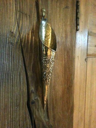 Victorian Brass Arts & Crafts Wall Sconce / Spill Holder / Vase