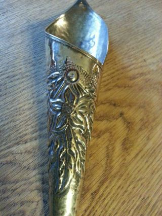 Victorian Brass Arts & Crafts Wall Sconce / Spill Holder / Vase 7