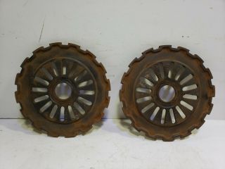 Vintage Cast Iron Wheels 2 Seed Plates Ji Case Ih Corn John Deere 8 " Gear