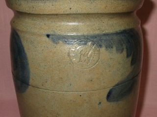 Antique 19th C Stoneware Decorated Peter Herrmann Baltimore Maryland 1 gal Crock 6