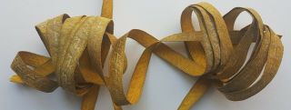 Vintage Gold Metallic Trim Stylized Branch & Leaf Design With Ribbon Wrap 5 Yrds