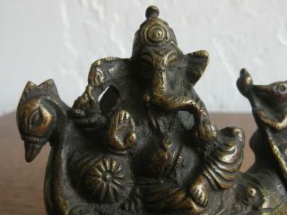 Fine Old Antique India Hindu God Lord Ganesha Deity Brass Statue Sculpture Idol 2