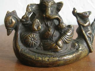 Fine Old Antique India Hindu God Lord Ganesha Deity Brass Statue Sculpture Idol 3