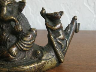 Fine Old Antique India Hindu God Lord Ganesha Deity Brass Statue Sculpture Idol 4