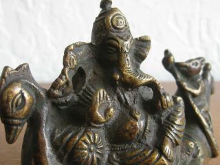 Fine Old Antique India Hindu God Lord Ganesha Deity Brass Statue Sculpture Idol 5