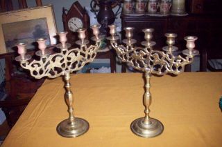 16 " Tall Vintage Brass Bronze Candelabra Candlesticks