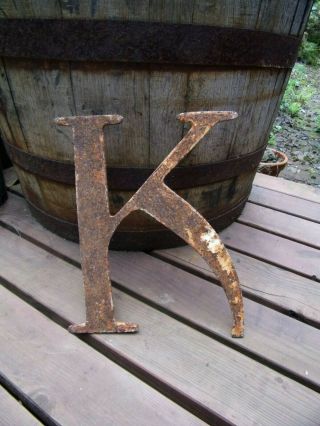 Antique Rusty Letter K Architectural Salvage 9 1/2 " X 12 " Garden Or Home Art