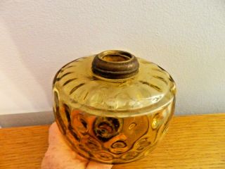 Lovely Honeycomb Amber Glass Font Or Reservoir For Oil Lamp