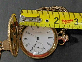 Waltham Gold Filled Hunter Case Pocket Watch W/ Victorian Style Watch Fob RUNS 3