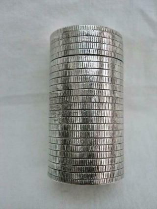 Antique Chinese Silver Coin Form Cylindrical Pocket Box. 2