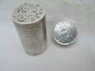 Antique Chinese Silver Coin Form Cylindrical Pocket Box. 4