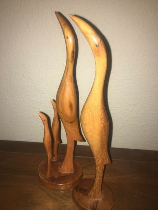 Midcentury Wooden Penguins Family