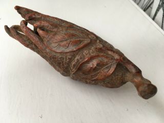 Antique Chinese Carved Wood Buddha ' s Hand Citron.  Bamboo root. 5