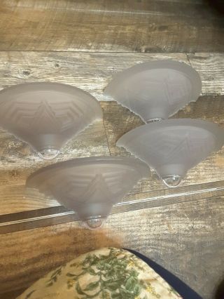 Set Of 4 Vintage Art Deco Slip Shade Frosted Glass Wall Sconce Light Covers