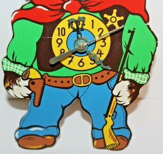 Vintage German Wood Dog Dressed as a Cowboy Moving Eye Battery Operated Clock 3
