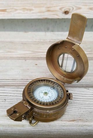 Solid Brass Nautical British Military Ww2 Mark Iii Prismatic Pocket Compass