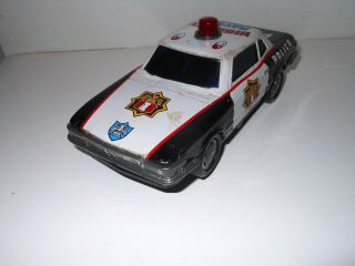 Highway Patrol Police Car Battery Operated Tin Toy Japan Vintage