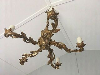 Vintage French Rococo 5 Arm Chandelier