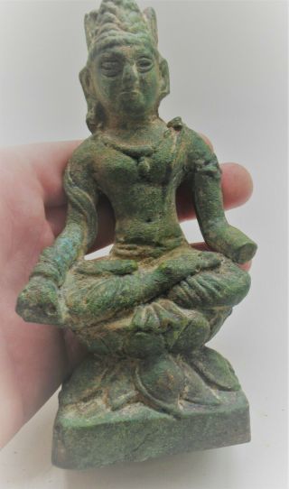 Circa 200 - 300ad Ancient Gandhara Bronze Seated Buddha Figurine Rare
