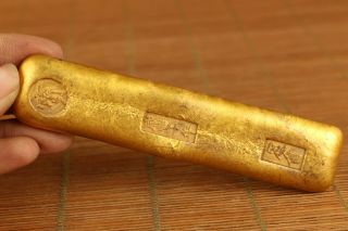 158g Big Chinese Old Brass Not Gold Handwork Xianfeng Dynasty Coin Bar Art
