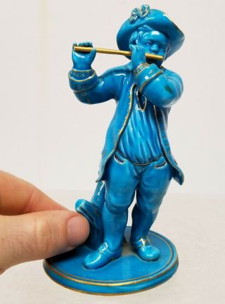 Antique French Porcelain Sevres Type Turquoise Blue Glazed Figure Statue 2