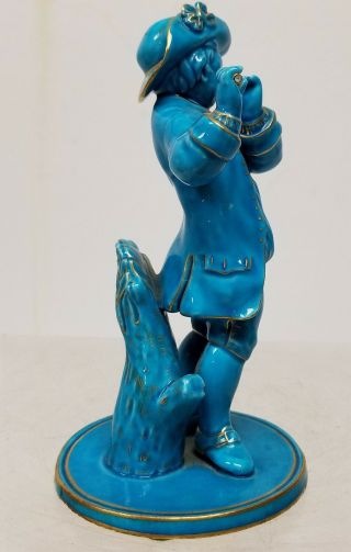 Antique French Porcelain Sevres Type Turquoise Blue Glazed Figure Statue 3