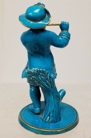 Antique French Porcelain Sevres Type Turquoise Blue Glazed Figure Statue 4