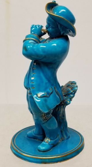 Antique French Porcelain Sevres Type Turquoise Blue Glazed Figure Statue 5