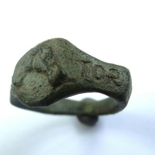 Roman Ancient Artifact Bronze Ring With Horse And Description Vic Tor
