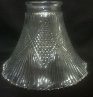 Vintage Glass Light Shade Frilled And Diamond Design Holophane (3 Available)