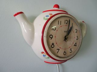 VINTAGE MILLER E.  Ingraham Co.  Electric Tea Pot Wall Clock MK 16 2