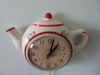 VINTAGE MILLER E.  Ingraham Co.  Electric Tea Pot Wall Clock MK 16 3