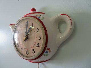 VINTAGE MILLER E.  Ingraham Co.  Electric Tea Pot Wall Clock MK 16 4