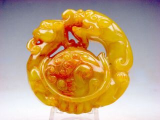 Vintage Nephrite Jade Carved Pendant Sculpture Dragon Turtle Phoenix 05311908