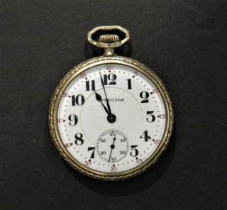 Hamilton 21 Jewel Gold Filled Pocket Watch Elgin Case