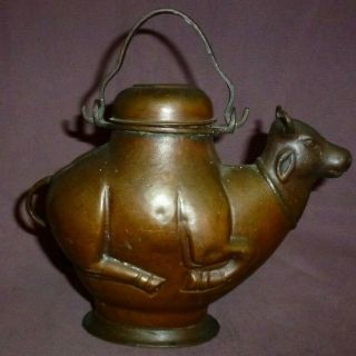 Antique Indian Nandi Holy Water Pot In The Form Of A Cow Example C.  1900