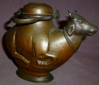 Antique Indian Nandi Holy Water Pot In the Form of a Cow Example C.  1900 3