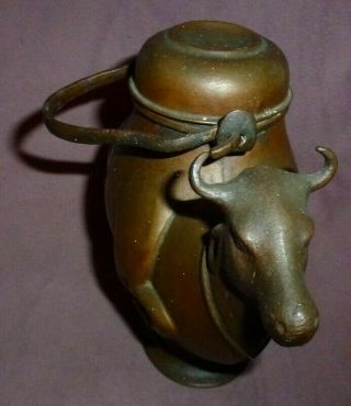 Antique Indian Nandi Holy Water Pot In the Form of a Cow Example C.  1900 4