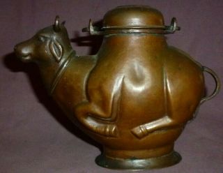 Antique Indian Nandi Holy Water Pot In the Form of a Cow Example C.  1900 5