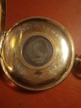 Antique Pocket Watch,  Lock Of Hair,  Elgin Nat 