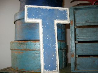 Awesome Large Old Letter From Old Sign Wonderful Form Old Blue Paint Aafa Nr